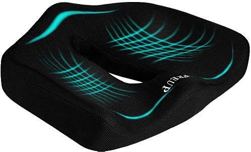 PREUP Cojin Coxis de Espuma Memoria Portátil, Cojines para Sillas de Oficina con Antideslizante, Cojin Ortopedico para Coche, Sillas Gaming, Rueda, Funda Lavable