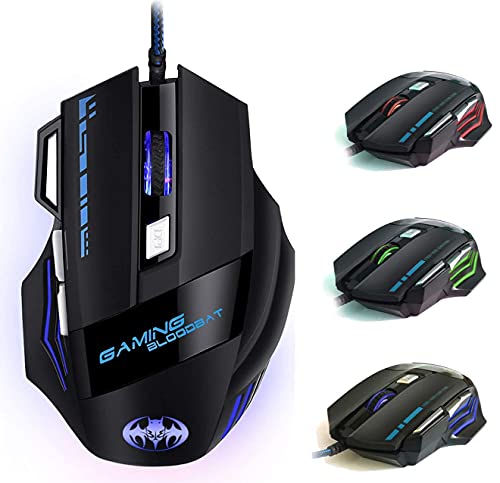 Ratón Gaming, iAmotus Ratón para Juegos 7200 dpi Ajustable Gaming Mouse Óptico con Cable y 7 Botón, Ratón Ergonómico Retroiluminación RGB para Windows Vista/ Linux/ Mac OS/ PC/ Computadora Portátil