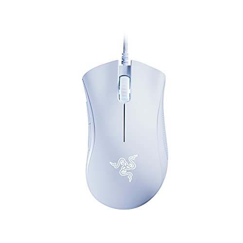 Ratón para juegos Razer DeathAdder Essential, sensor óptico, 6400 DPI, 5 botones programables, interruptores mecánicos, agarres laterales de goma, blanco