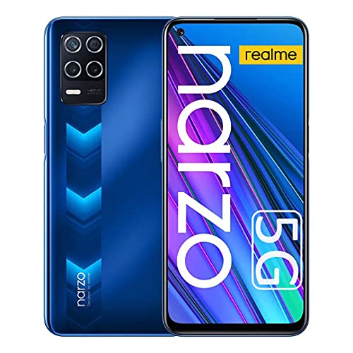 realme Narzo 30 5G Smartphone, Móvil 4GB + 128GB, Dimensity 700 5G Teléfono Móvil 6.5 '', 48MP Triple Camera, 5000mAh Battery, 18W Fast Charge, Android 11, Dual Sim + Micro SD, Versión de EU (Azul)