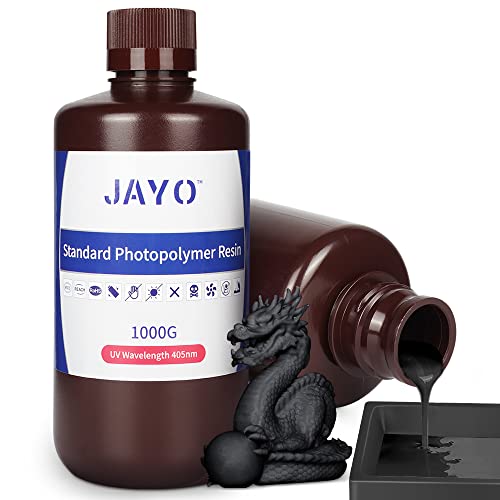 Resina de Impresora 3D,JAYO Resina de Fotopolímero Estándar UV 405nm,Resina de Impresión de Curado Rápido,Resina de Fotopolímero para Impresora LCD,Materiales de impresión 3D con líquidos,Negro 1000g