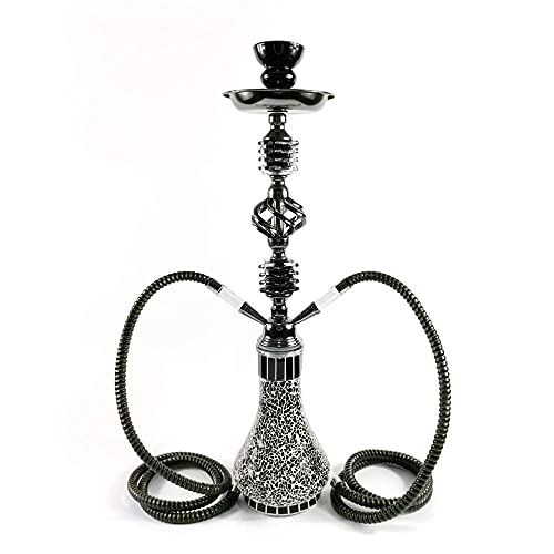 RMAN® Cachimba Narguile Shisha Hookah 55cm 2 Manguera agua tubo vidrio fumar Negro