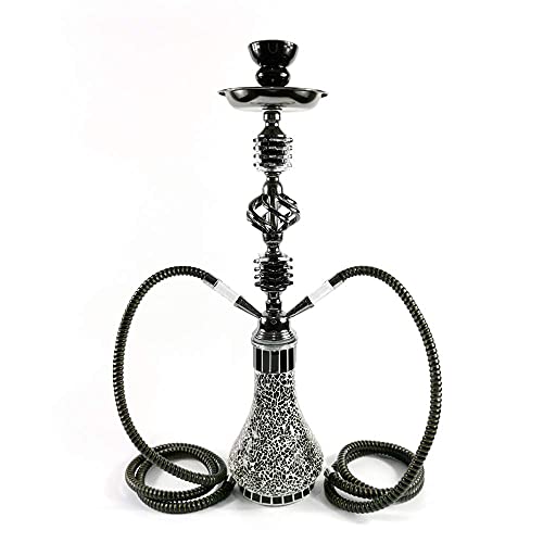 RMAN Cachimba Narguile Shisha Hookah 55cm 2 Manguera agua tubo vidrio fumar Negro