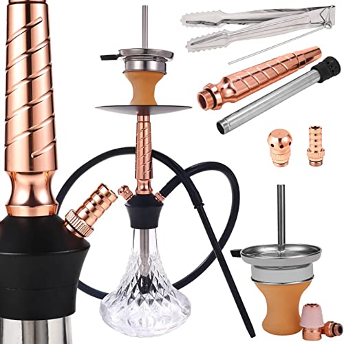 RMAN Shisha Hookah Narguile Cachimba Aluminio 44 cm Set Narguile Completo Mangueras de Silicona pinza y cazoleta