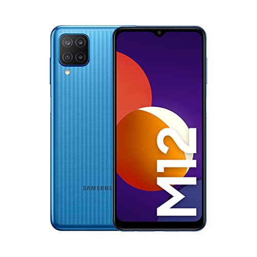 Samsung Smartphone Galaxy M12 con Pantalla Infinity-V TFT LCD de 6,5 Pulgadas, 4 GB de RAM y 64 GB de Memoria Interna Ampliable, Batería de 5000 mAh y Carga rápida Azul (ES Versión)