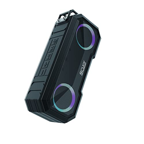 SCIJOY Altavoz Bluetooth con Luz LED, 30W Altavoz Bluetooth Potente Powerbank con 4000mAh Batería de Gran Capacidad, Apoyar la Radio FM y TF Card/Memoria USB, Bluetooth 5.0 y IPX7 Impermeable