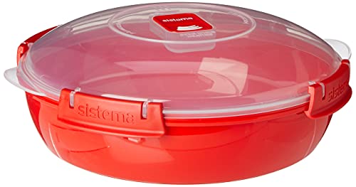 Sistema Microwave - Plato con Tapa para microondas, 21 cm de diámetro, Color Rojo