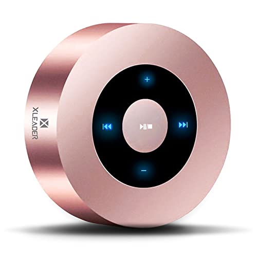 [Smart Touch] Altavoz Bluetooth XLeader SoundAngel A8 (3rd Gen) Mini Altavoz Oro Rosa con Estuche Portátil Impermeable Micrófono 15h Música Sonido Cristal para iPhone iPad Tablet Ducha Chica Regalo