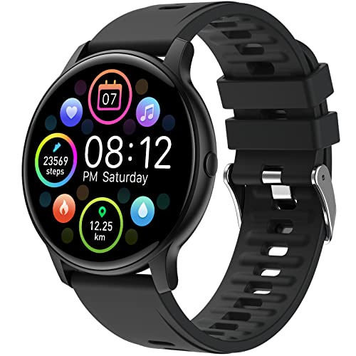 Smartwatch, 1.3'' Reloj Inteligente Mujer Hombre Redondo, 24 Modos Deporte Pulsera Actividad Inteligente con Pulsómetro/Monitor de Sueño/Podómetro/Cronómetro, Impermeable IP68 Reloj para Android iOS