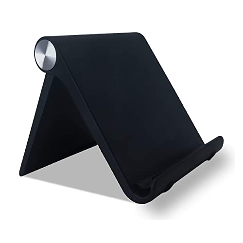 Soporte Universal Reforzado Ajustable para Móvil Lector Libros Electrónico Tablet 4-10.4 Multiángulo 0-100 Grados Diseño de Mesa Compatible con Apple (iPhone-iPad) Samsung Huawei Xiaomi (Negro)