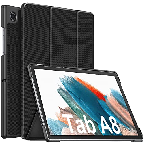 Supobig Funda para Samsung Galaxy Tab A8 Tablet 10,5 Pulgadas (SM-X200/ 205) 2022,Función Soporte Cuero PU, Inteligente práctica Funda Protectora Compatible con Tablet Samsung Tab A8,Negro