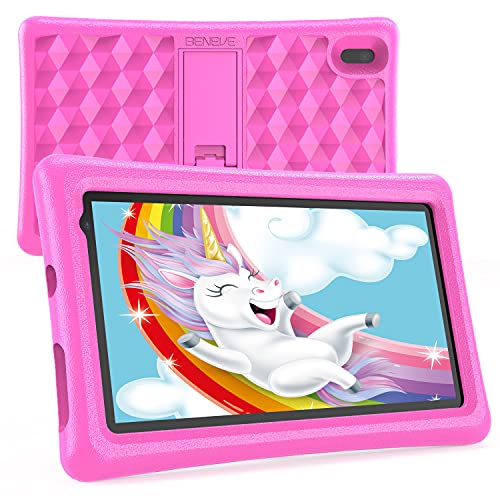 Tablet Niños 7 Pulgadas Android 10 Quad Core BENEVE Tablets PC para Niños WiFi Bluetooth 1024x600 Tablet Infantil 2GB 16GB Doble Cámara Kid-Proof Funda Tablet Niños Educativo (Rosado)