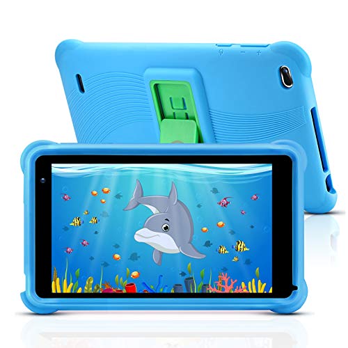 Tablet qunyiCO Android 10.0 GO, para niños, 7 Pulgadas 32GB Cámara WiFi 2GB RAM Pantalla táctil HD 1024 * 600 Funda a Prueba de niños Control Parental Aprendizaje Google Certified Playstore (Azul)