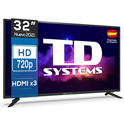 TD Systems K32DLG12H - Televisores 32 Pulgadas HD, 800 PCI Hz, 3X HDMI, USB Grabador Reproductor, DVB-T2/C/S2 Modo Hotel. Televisiones