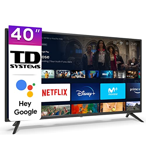 TD Systems K40DLX15GLE Hey Google Model 2022 - Televisores Smart TV 39,5 Pulgadas con Google Chromecast Built-in, Control por Voz y HBBTV, 3X HDMI, 2X USB. DVB-T2/C/S2. Televisiones