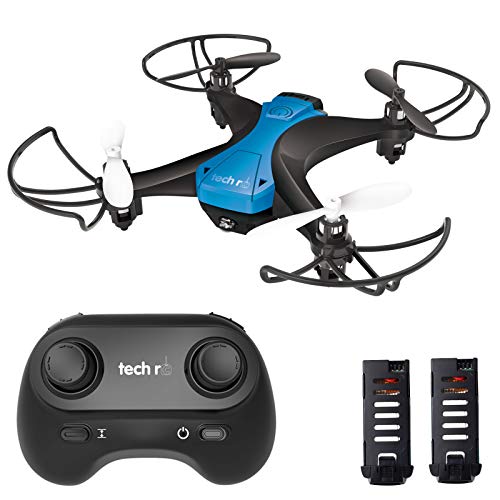 tech rc Mini Drone Fácil de Volar con Dos Baterías Función de Despegue / Aterrizaje de un Botón, Modo sin Cabeza Protectores 3D Flip 360  Buen Regalo para Niños y Principiantes