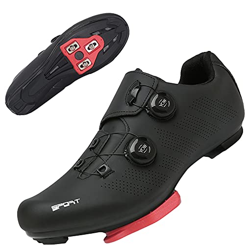 TFNYCT Zapatilla de Ciclismo Hombre Bicicleta Carretera MTB Tacos Respirables Mountain Interior Zapatillas de Ciclismo (Negro 206, Numeric_40)