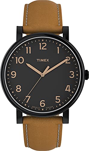 Timex Originals - Reloj análogico de cuarzo con correa de cuero unisex, color marrón/negro