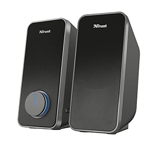 Trust Arys Sistema de Altavoces PC 2.0 Estéreo, 28 W, Alimentación USB, Jack 3,5 mm, Set de Altavoces para Ordenador, Portátil, Smartphone, Tablet - Negro