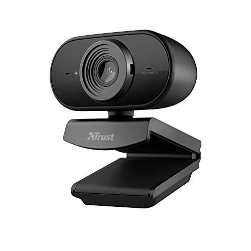 Trust Tolar Full HD 1080p Webcam, 2 Micrófonos Integrados, Enfoque Fijo, 30 FPS, Reducción de Ruido, USB Plug & Play, para PC/Ordenador/Mac/Macbook, Hangouts, Meet, Skype, Teams - Negro