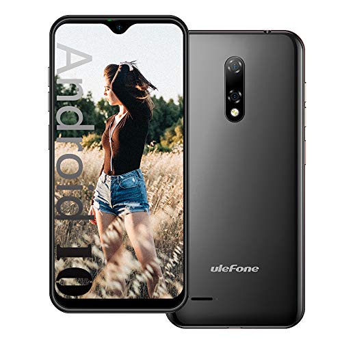 Ulefone Note 8P Android 10 4G Teléfono Móvil, 5.5 '' Waterdrop Pantalla Smartphone, Quad Core 2GB + 16GB, SIM Dual + SD (Ranura para 3 Tarjetas), Desbloqueo Facial, Cámara 8MP+2MP+5MP GPS Negro