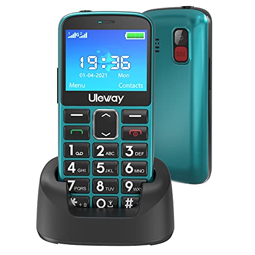 Uleway gsm Teléfono Móvil para Mayores con Teclas Grandes Telefonos Basicos Fácil de Usar Celular para Ancianos Doble SIM Móvil Simple con Botón SOS, Cámara, Linterna (Verde)