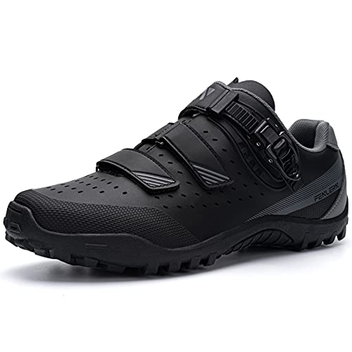 URDAR Zapatillas Ciclismo MTB Hombre Bicicleta Calzado de Montaña Respirables Zapatillas MTB Antideslizante Calzado Ciclismo(Gris,42.5 EU)