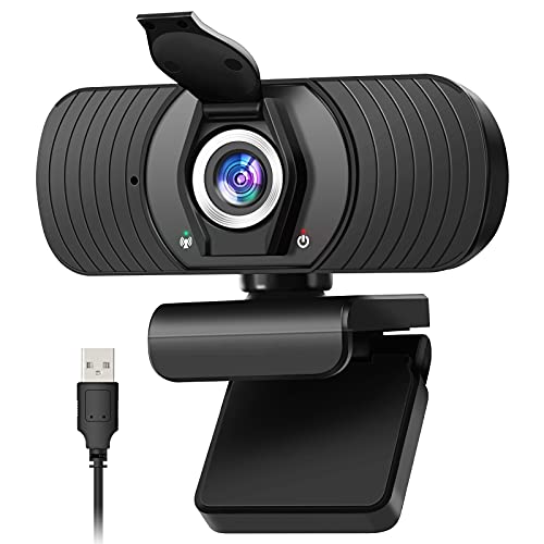 Webcam con Micrófono Cámara Web 1080P HD PC Cámara de Ordenador y Cubierta de privacidad Cámara para Skype FaceTime Youtube Estudio en Línea Llamada PC para Juegos Ordenador Portátil