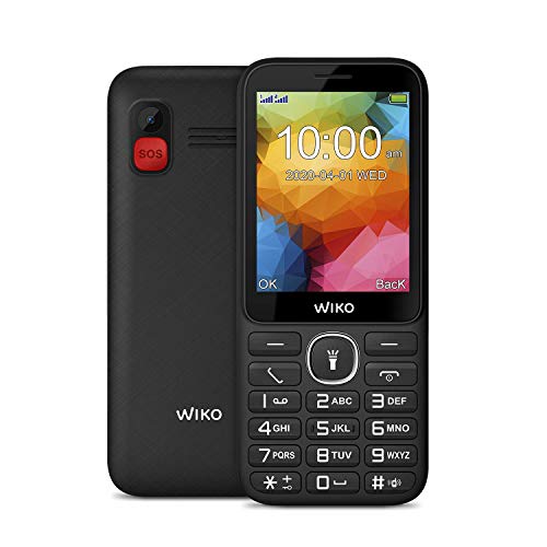 Wiko F200 – Teléfono móvil Libre con Teclas de 2,8” (Botón SOS, Base de Carga, Dual SIM, batería de 1200mAh, Radio FM, Reproductor MP3, admite microSD, Linterna y Bluetooth) – Color Negro
