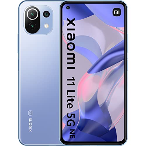 Xiaomi 11 Lite 5G NE - Smartphone con Pantalla de 6,55 DotDisplay AMOLED FHD+ de 90 Hz, 8+128GB, Qualcomm Snapdragon 778G, Triple cámara de 64MP+8MP+5MP, Bat 4250mAh, Azul Chicle (Versión ES/PT)