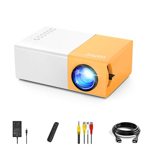 YG 300 Pro Proyector, Vamvo L2600 Mini Proyector Portátil para Movil, Soporta 1080p Full HD,Regalo Navidad Infantil, Recargable, Compatible con USB/HDMI/SD/AV