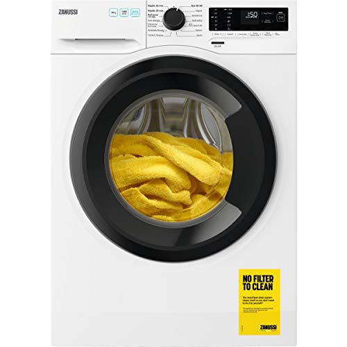 Zanussi ZWF142F3G1 Lavadora de Libre Instalación, Carga Frontal, 10 Kg / 1400 rpm, Motor Inverter, Programa Rápido y Alergias, Inicio Diferido, Tambor Suave XXL, Panel LCD, Puerta XXL Negra, Blanco, C