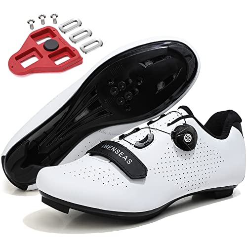 Zapatillas de Bicicleta de Montaña Antideslizantes para Hombre Mujer Zapatillas de Ciclismo MTB Transpirables Exterior Carretera (Blanco,41 EU)